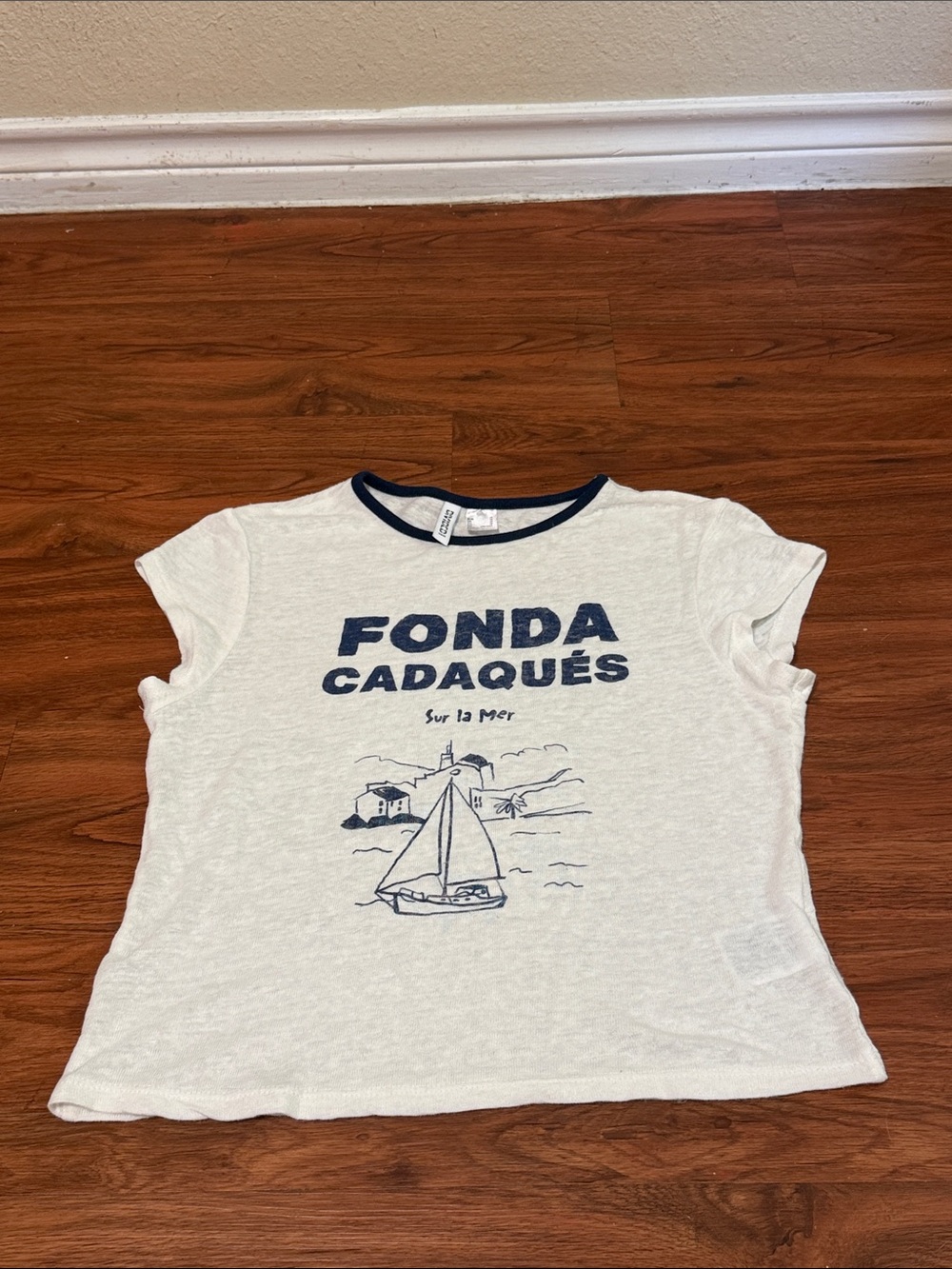 H&M Linen-Blend Print-Motif T-Shirt - Picture 8 of 10